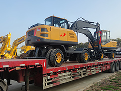 乐虎88国际集团2台轮式挖掘机发往西南地区